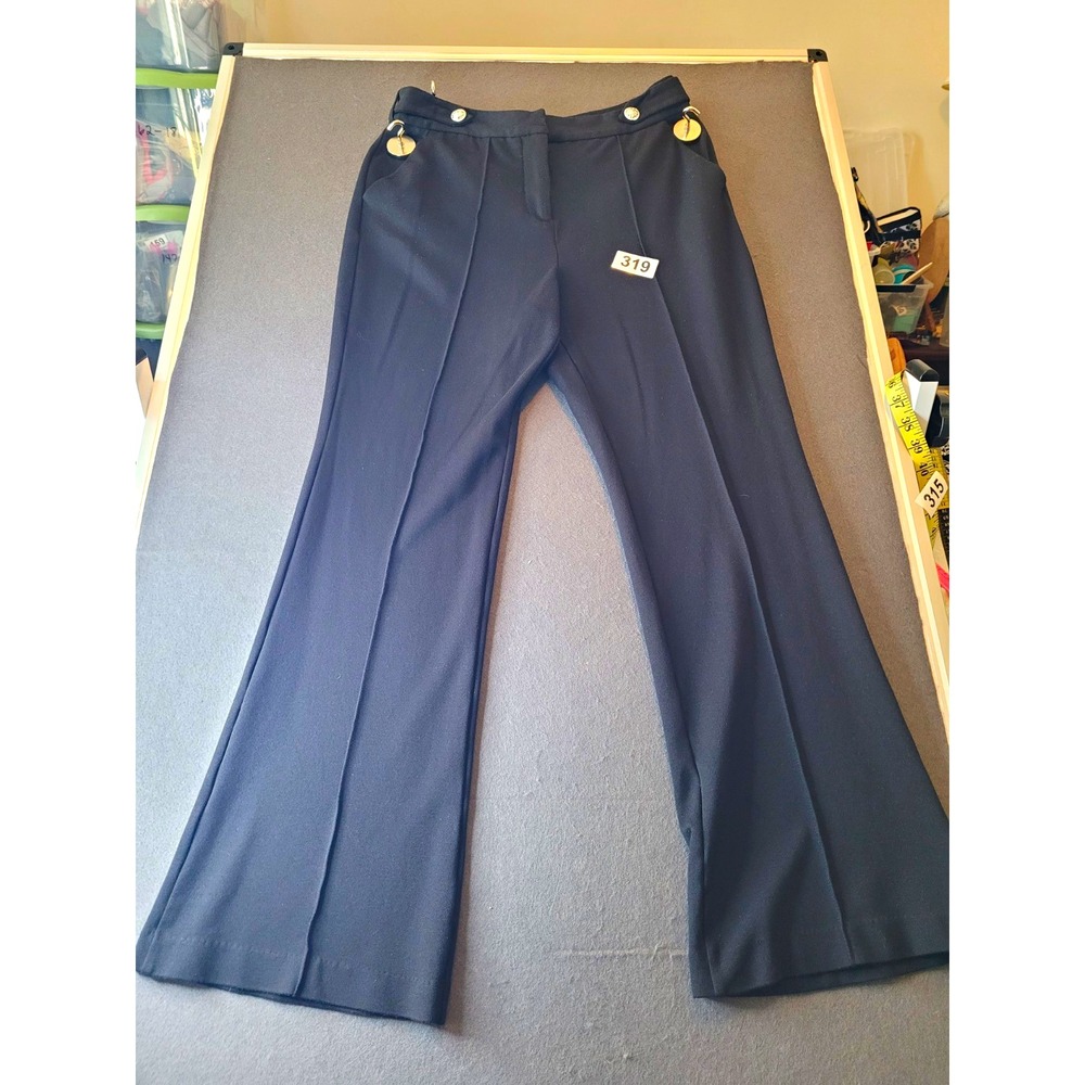 Truth by Republic Women's Black Flared Dress Pants Flat Front Button Size 10